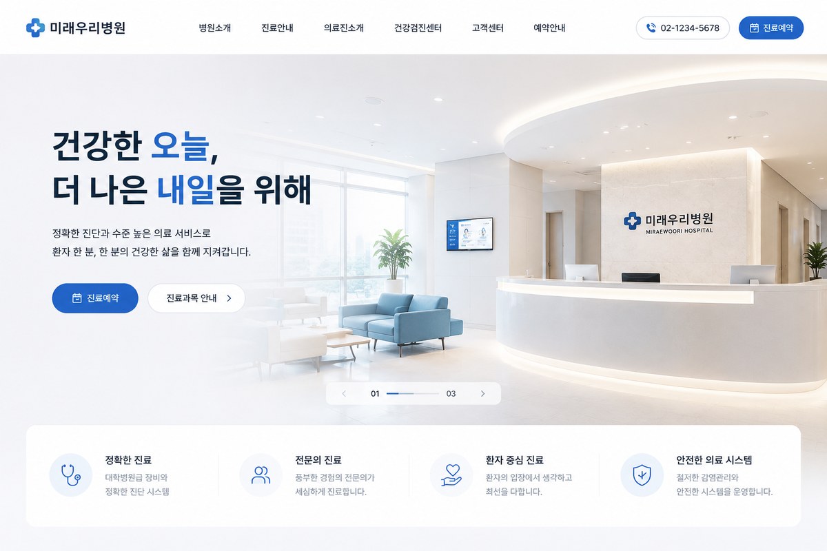 병원 · 의료 홈페이지 메인 디자인 예시